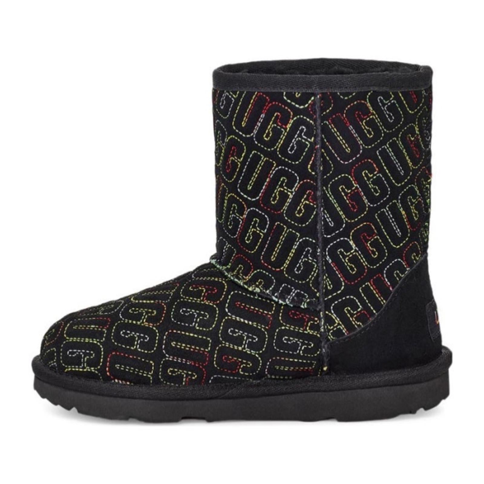 UGG Kid’s Classic II Graphic Stitch Wool-Lined Boots, Toddler Size 2, NEW