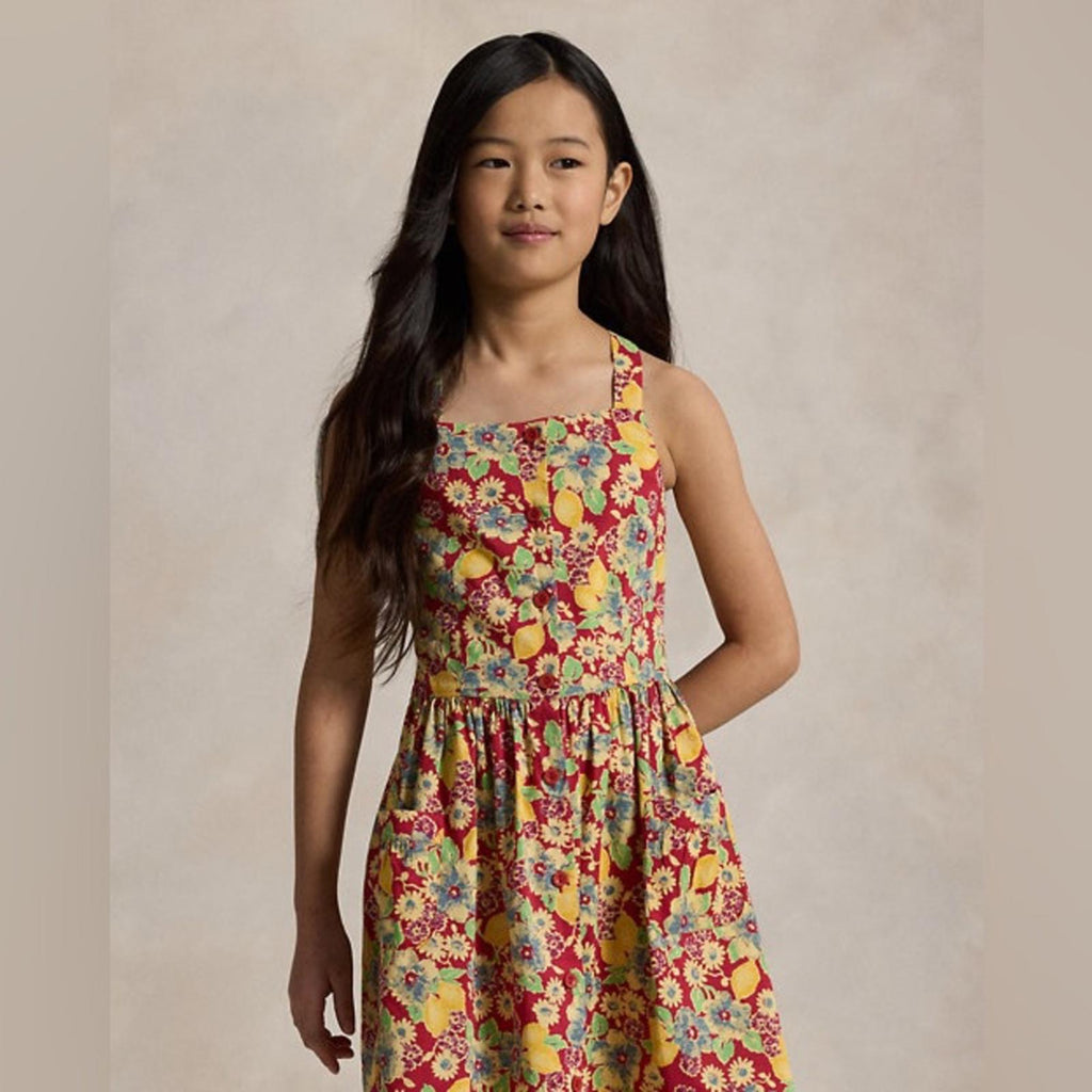 Polo by Ralph Lauren Lemon Floral Slub Cotton Dress, Size 14, NWT