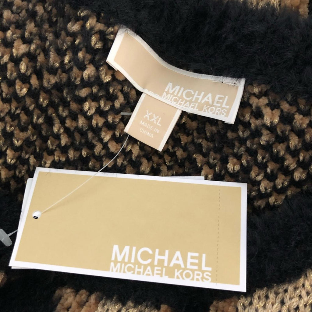 Michael Kors Crewneck Soft Dark Camel Sweater Fur Velour-Blend Size XXL NWT $155