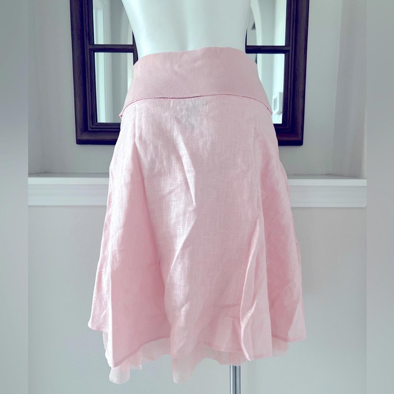 For Joseph Linen Midi Skirt in Blush Pink, NEW, Size L