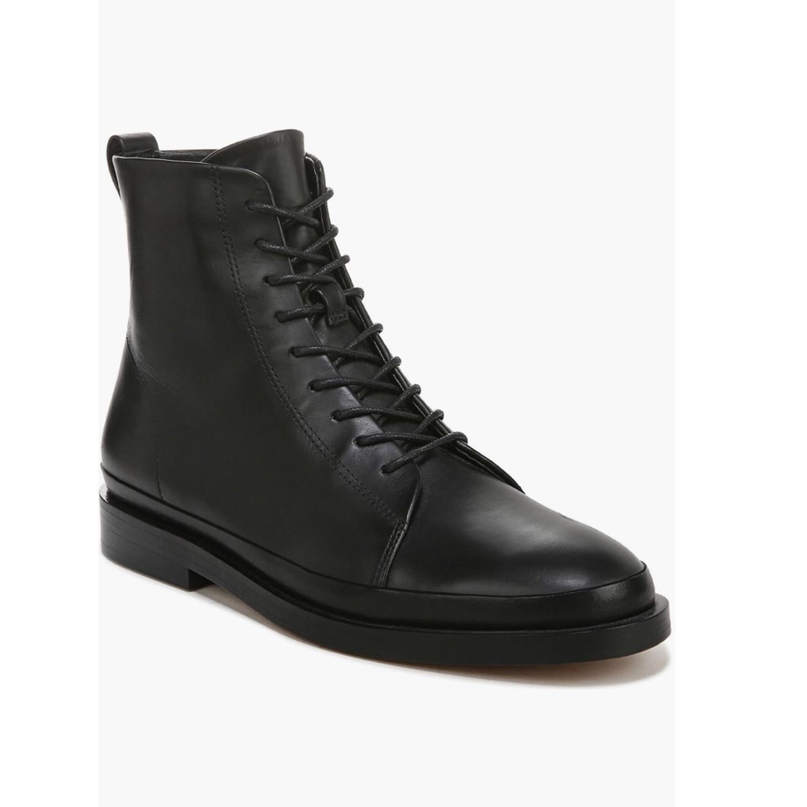 Vince Cooper Leather Lace-Up Bootie in Black Size 7.5 , New