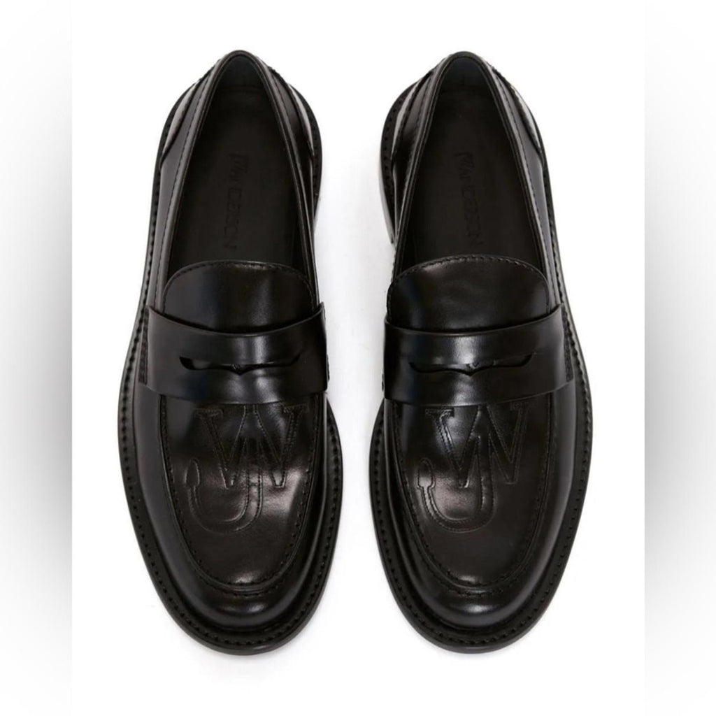 JW Anderson Anchor Logo Loafers in Black Leather Size 42 New in Box w/Dust Bag