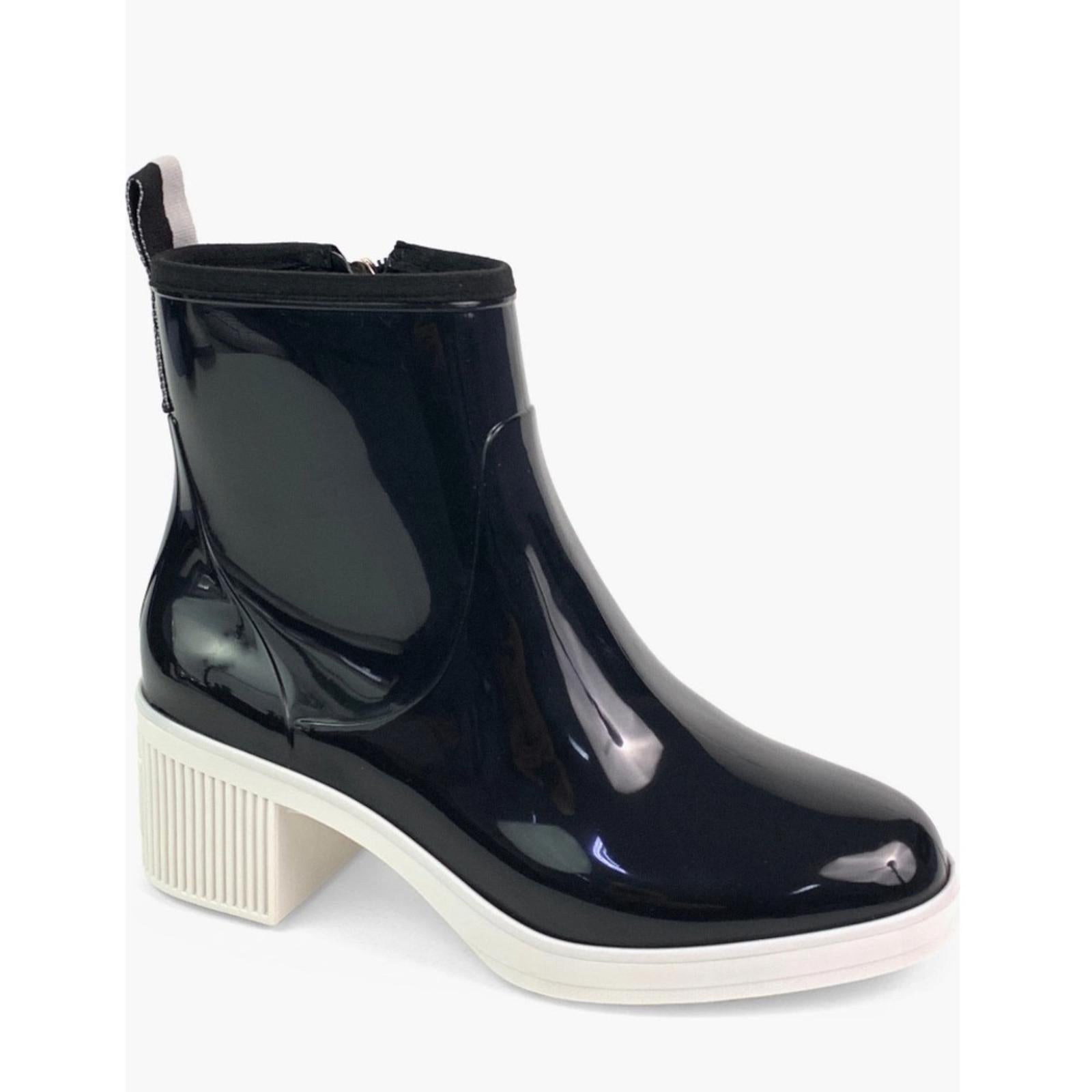 Kate Spade Puddle Rain Booties in Black/Parchment, Size 6 New in Box