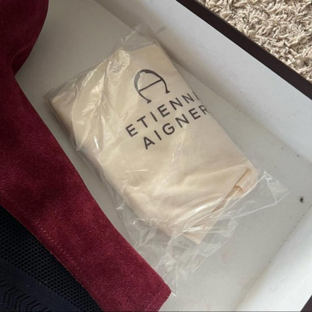 Etienne Aigner Pull-On Boots in Burgundy Suede, Size 11 NEW w/Dust Bag $328