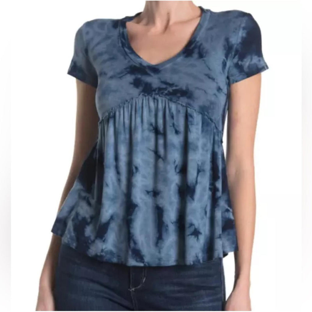 Baea Babydoll Tie-Dye Peplum V-Neck Top, Size XS New w/Tag $88