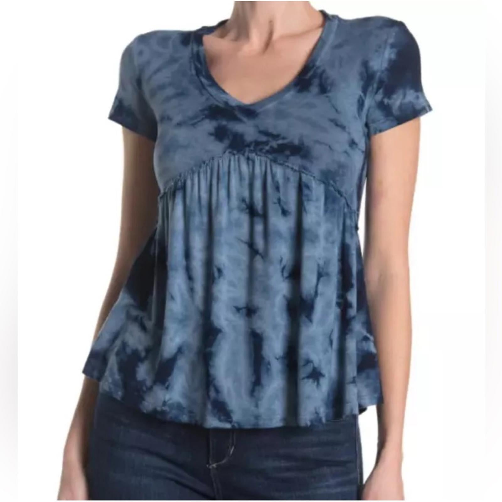 Baea Babydoll Tie-Dye Peplum V-Neck Top, Size XS New w/Tag $88