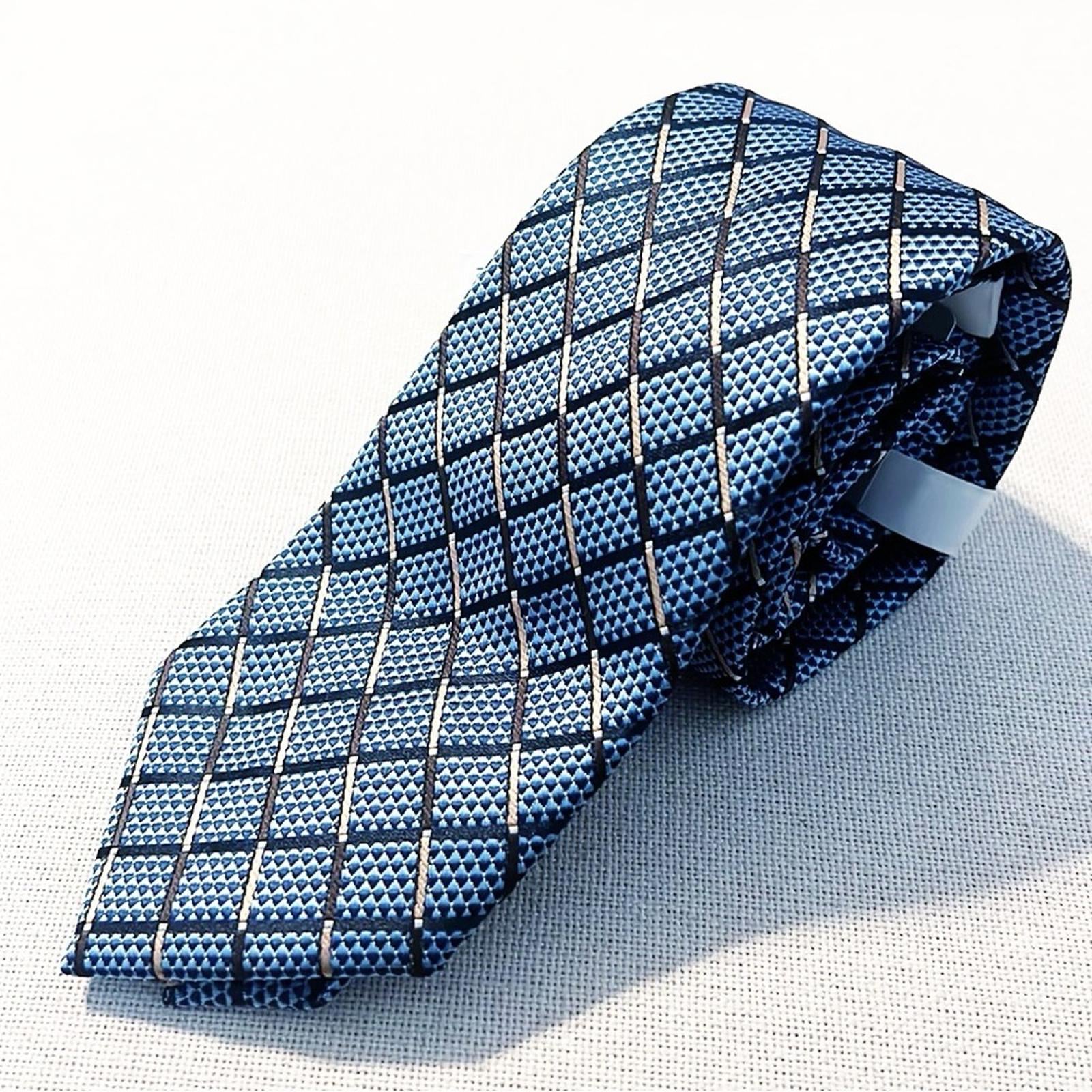 Perry Ellis Portfolio Sloane Grid Navy Neck Tie, New w/Tag