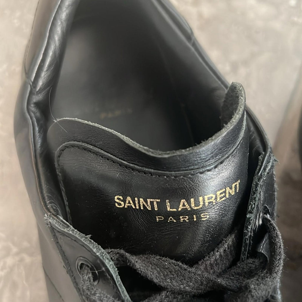 YSL Saint Laurent Black Lace-Up Sneakers, Size 40 ~ Retail $685