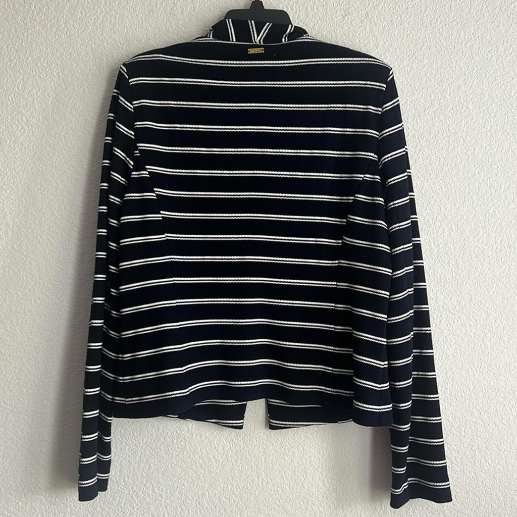 Calvin Klein Striped One-Button Blazer in Navy/White, Size 14 EXCELLENT!