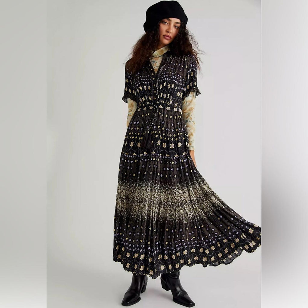 Free People Rare Feeling Printed Maxi Dress Brown Size M New w/Tag $148 SOLD OUT