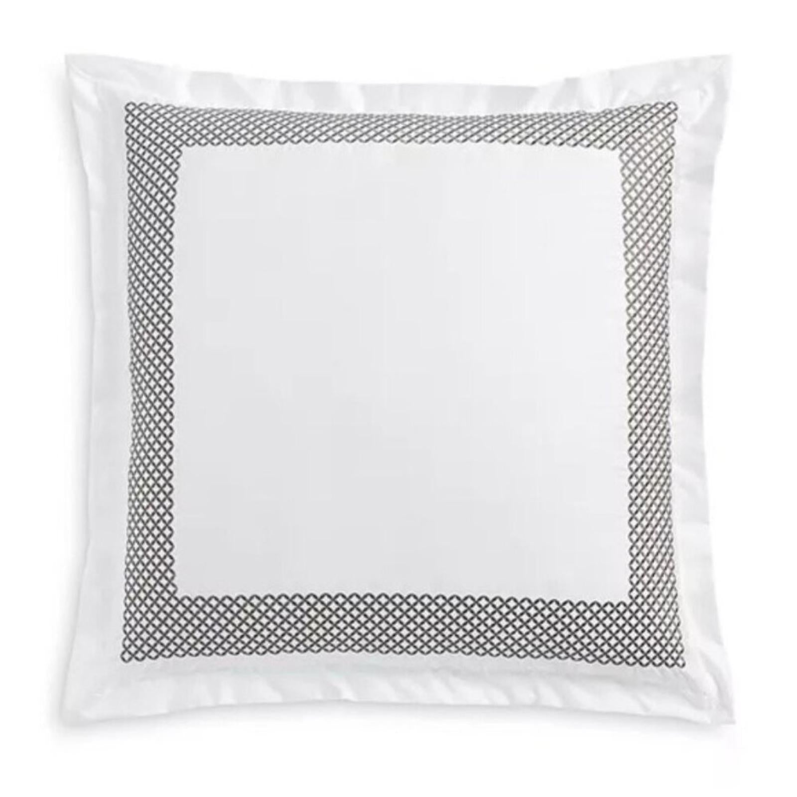Hudson Park Collection Embroidered Geo Euro Sham in White/Silver, NEW