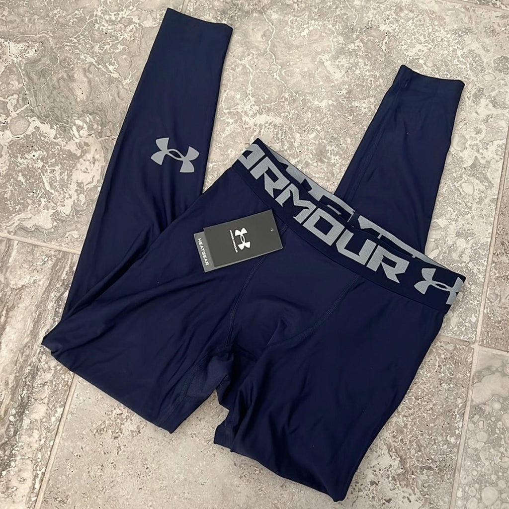 Under Armour HeatGear Compression Leggings in Navy/Steel, NWT, Size M