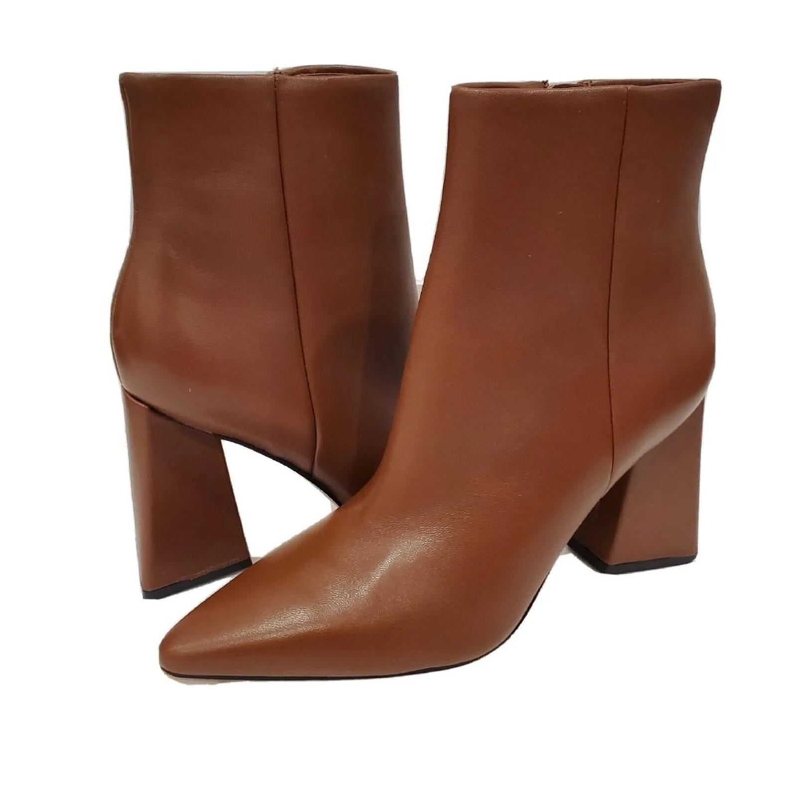 Marc Fisher Kulika Leather Pointed Toe Boots, Med Natural, Size 10 New w/o Box
