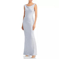 Norma Kamali Maria Satin Cowl Neck Gown in Silver, NWT, Size S/36