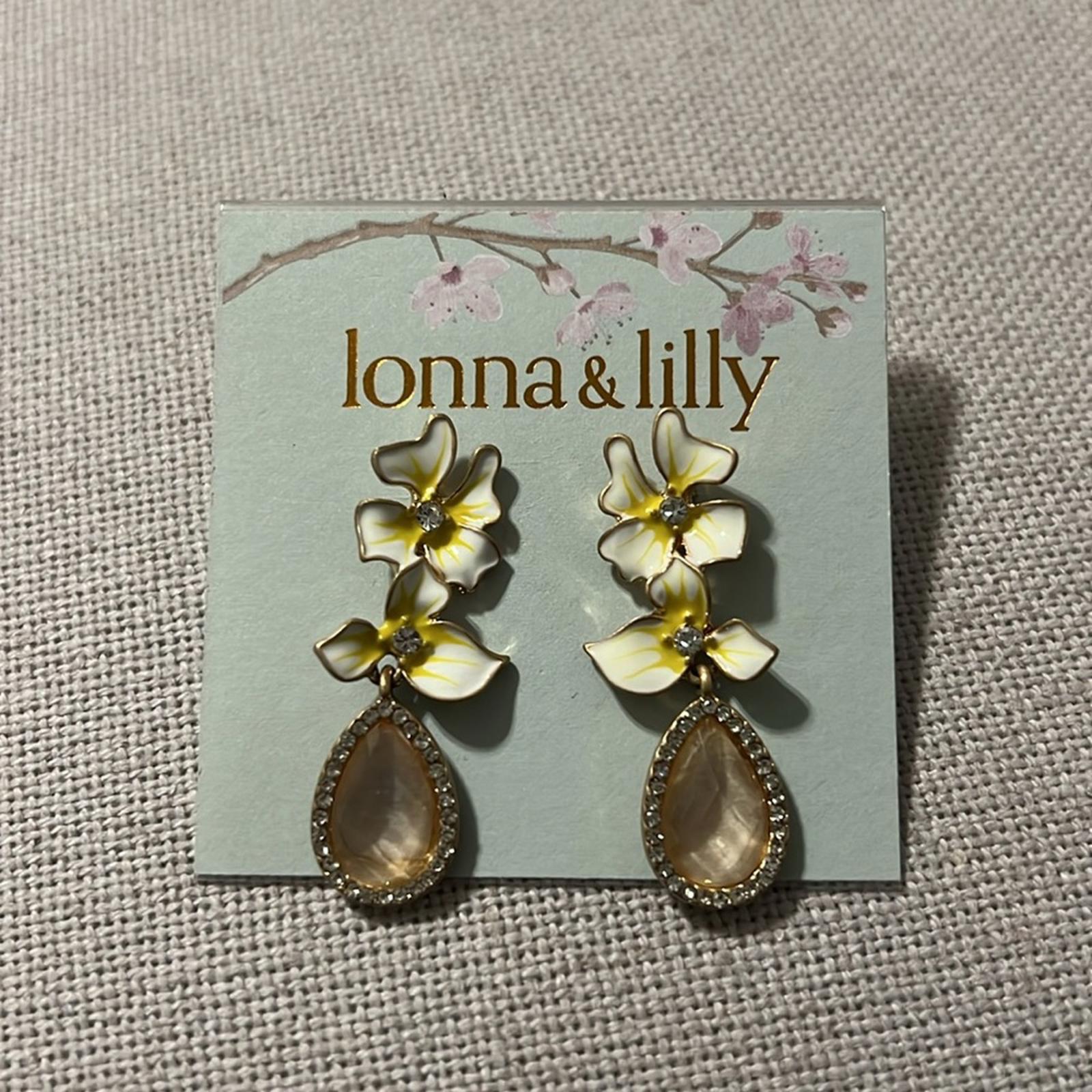 Lonna & Lilly Gold-Tone Crystal & Stone Flower Drop Earrings, New w/Tag