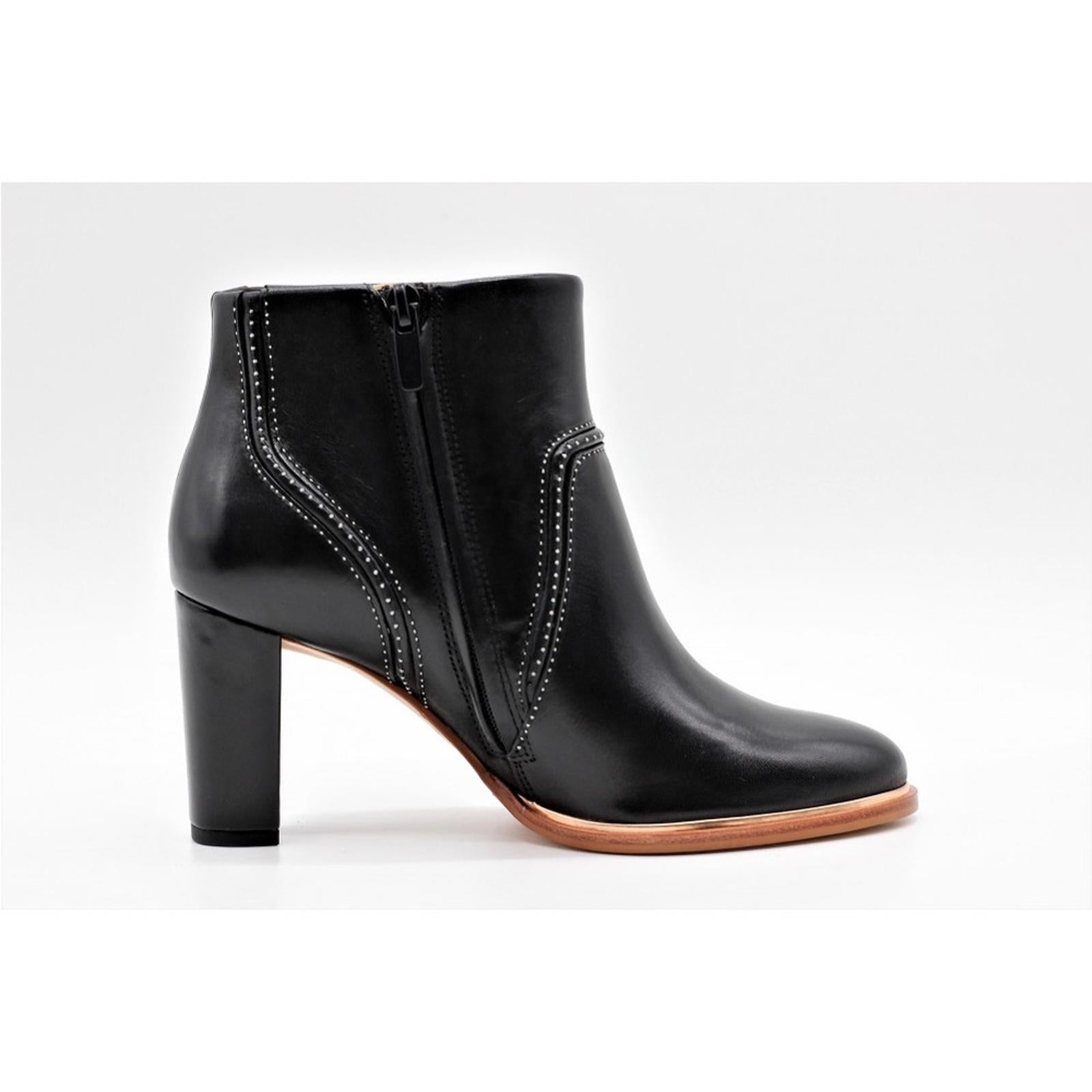 NEW Clarks Ellis Betty Black Leather Heel Boots, Women’s Size UK 8D US 10.5M