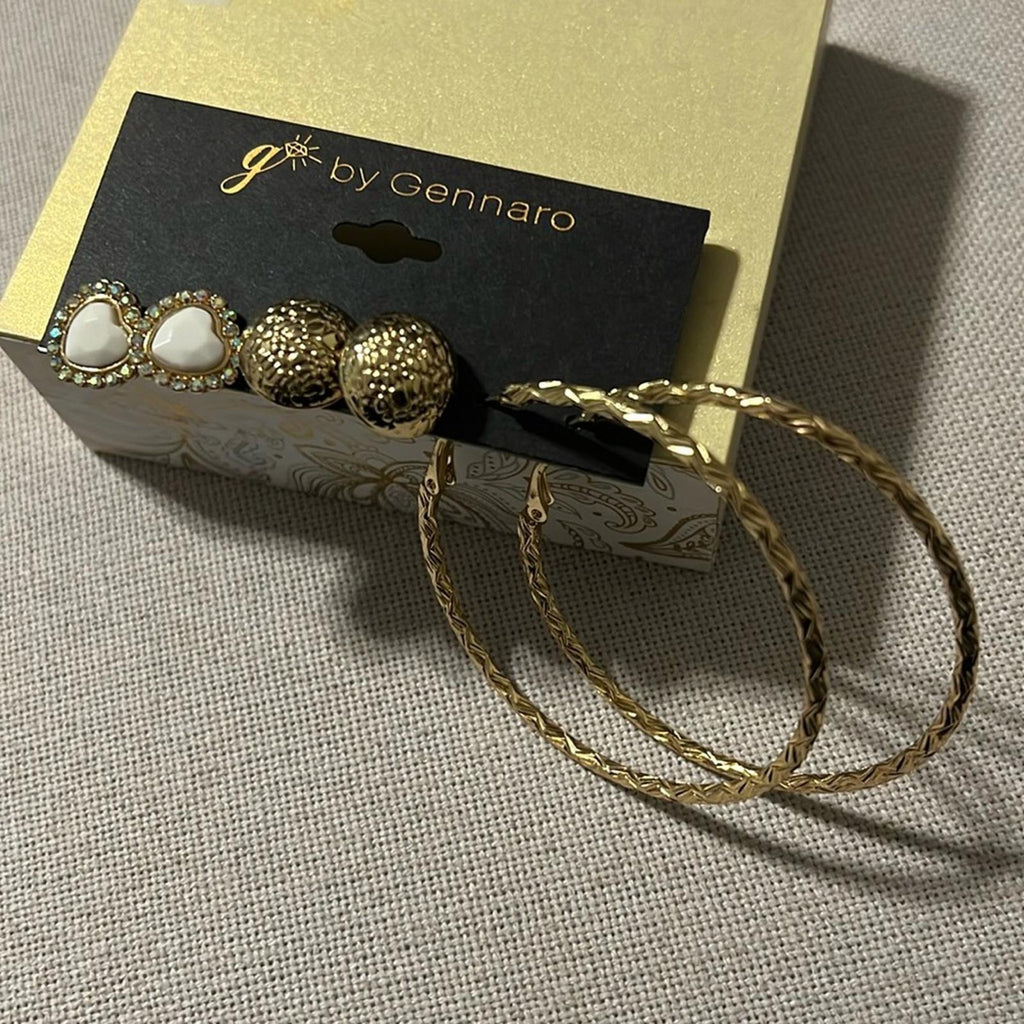 G by Gennaro 3-Pairs of Earrings, New w/Tag