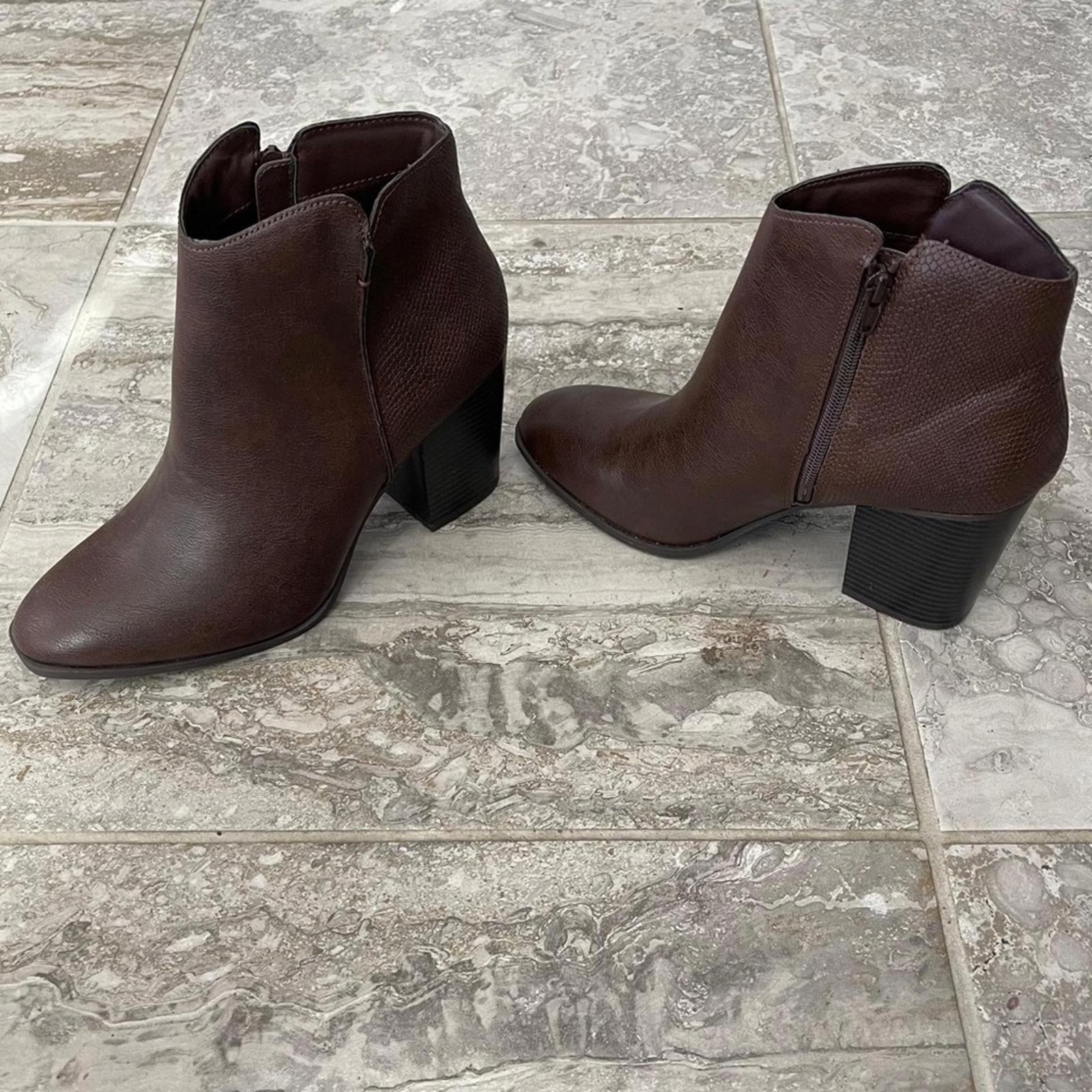Sun+Stone Graceyy Cut-Outs Block Heel Booties in Brown, Size 12 NEW $79.50