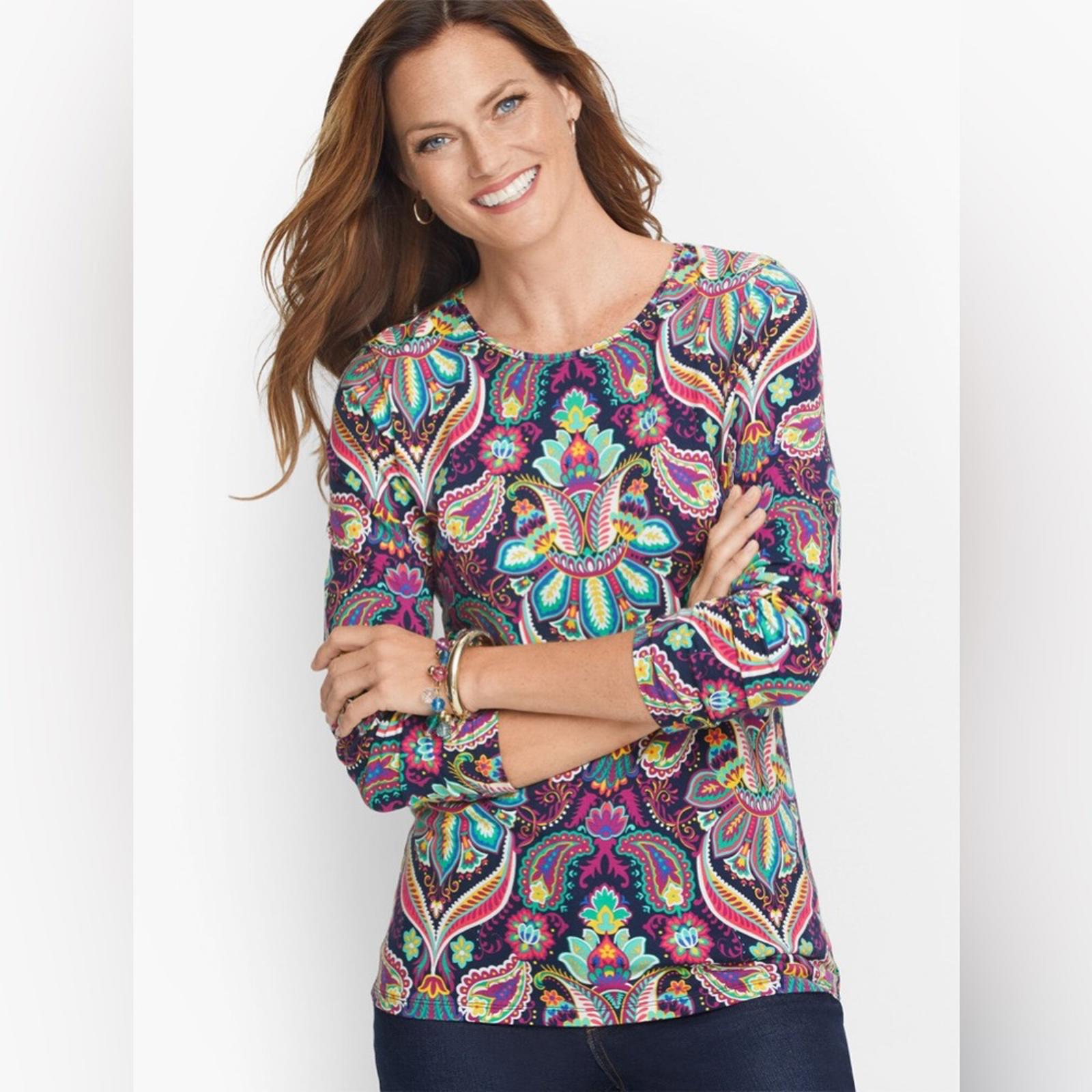 NEW The Talbots Tee Crewneck Tee in Winter Medallion Size S EXCELLENT
