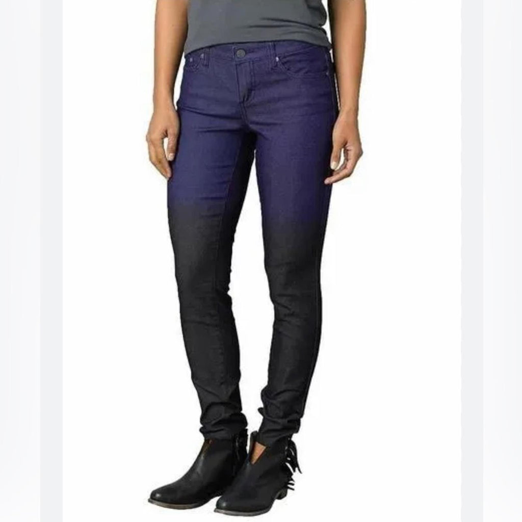 Prana Jett Pant Indigo Low Rise Fitted Ombre Jeans, Size 4/27