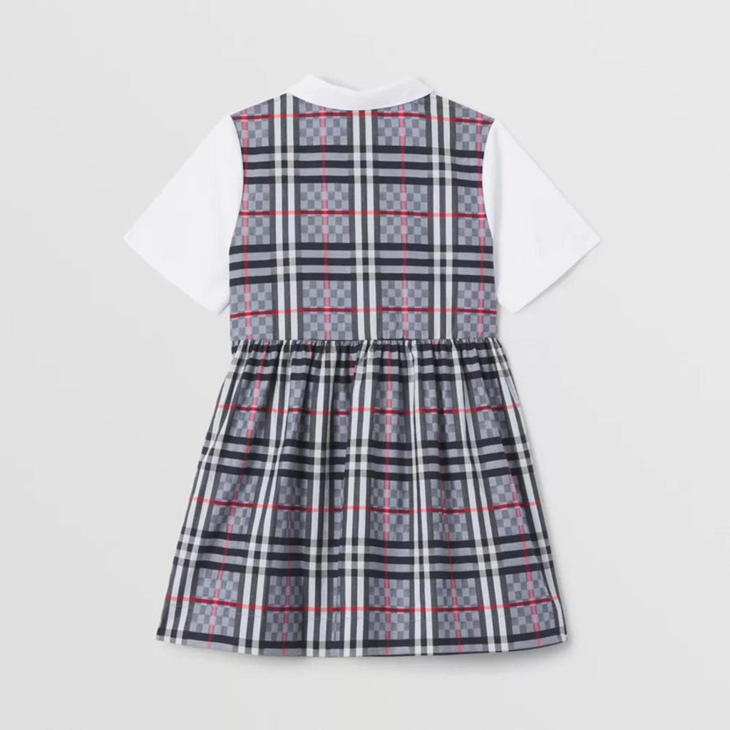 Burberry Chequerboard Panel Stretch Cotton Polo Shirt Dress, Size 12Y New w/Tag