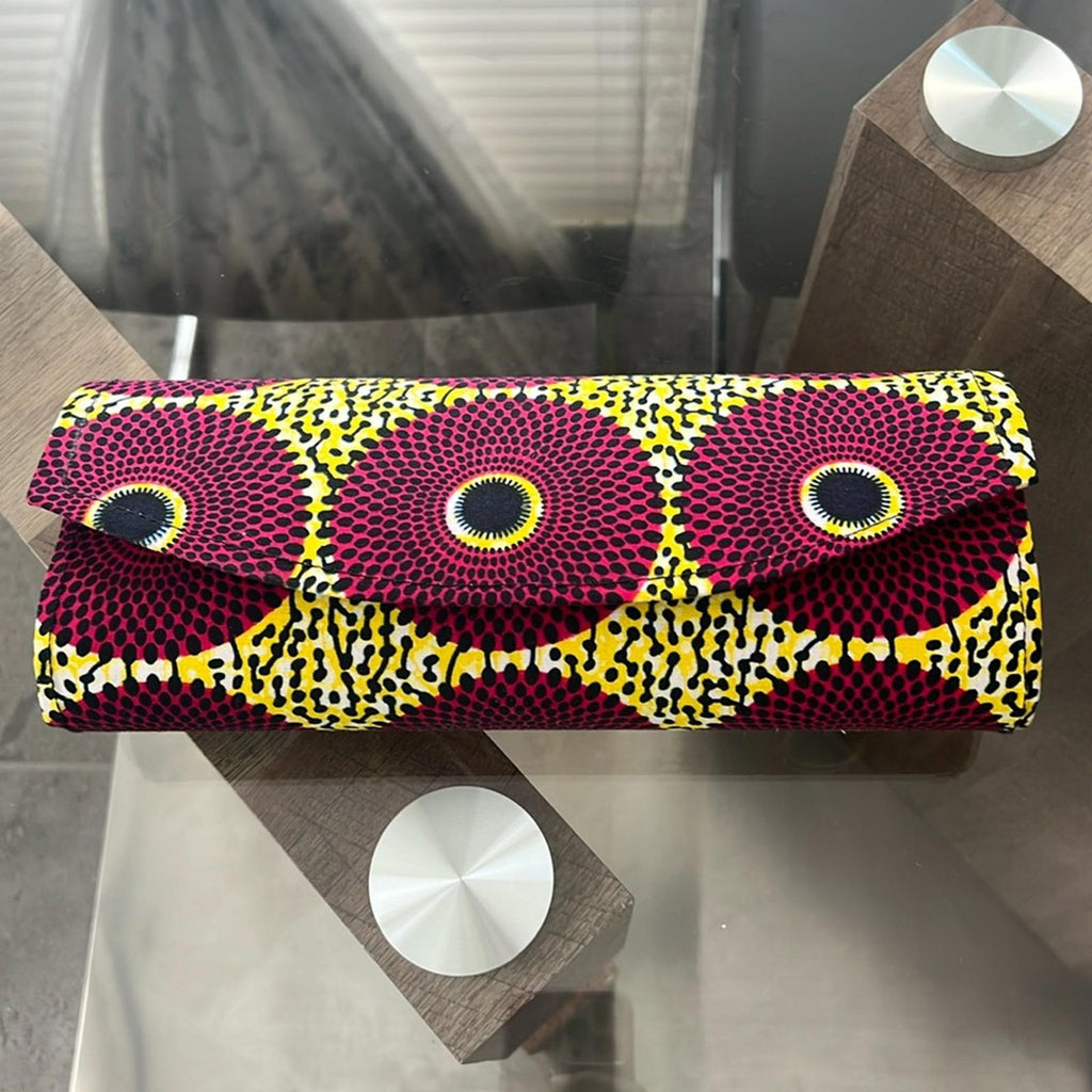 NEW Handmade Ankara Clutch Bag, Yellow/Magneta