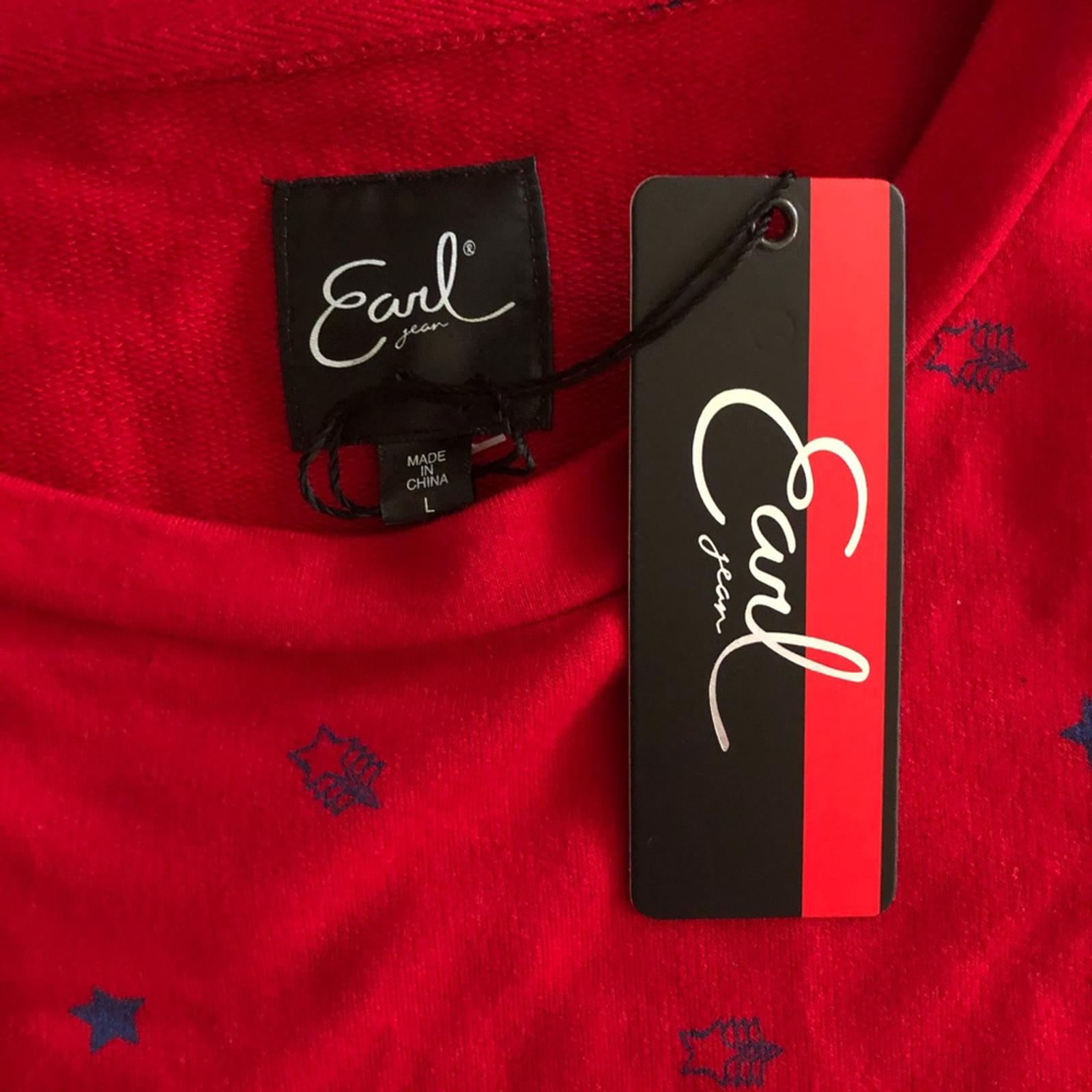 Earl Jeans Star Print Crewneck Sweatshirt, Red & Blue Patriotic Size L New w/Tag