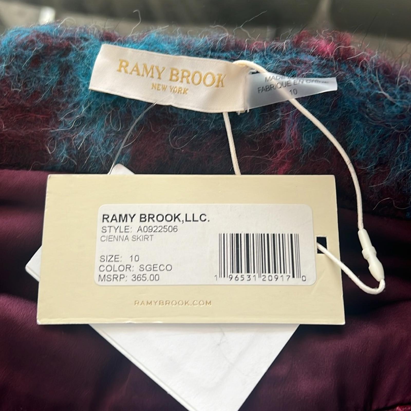 Ramy Brook Cienna Plaid Wool Blend Skirt Sangria/Gemstone Size 10 New w/Tag