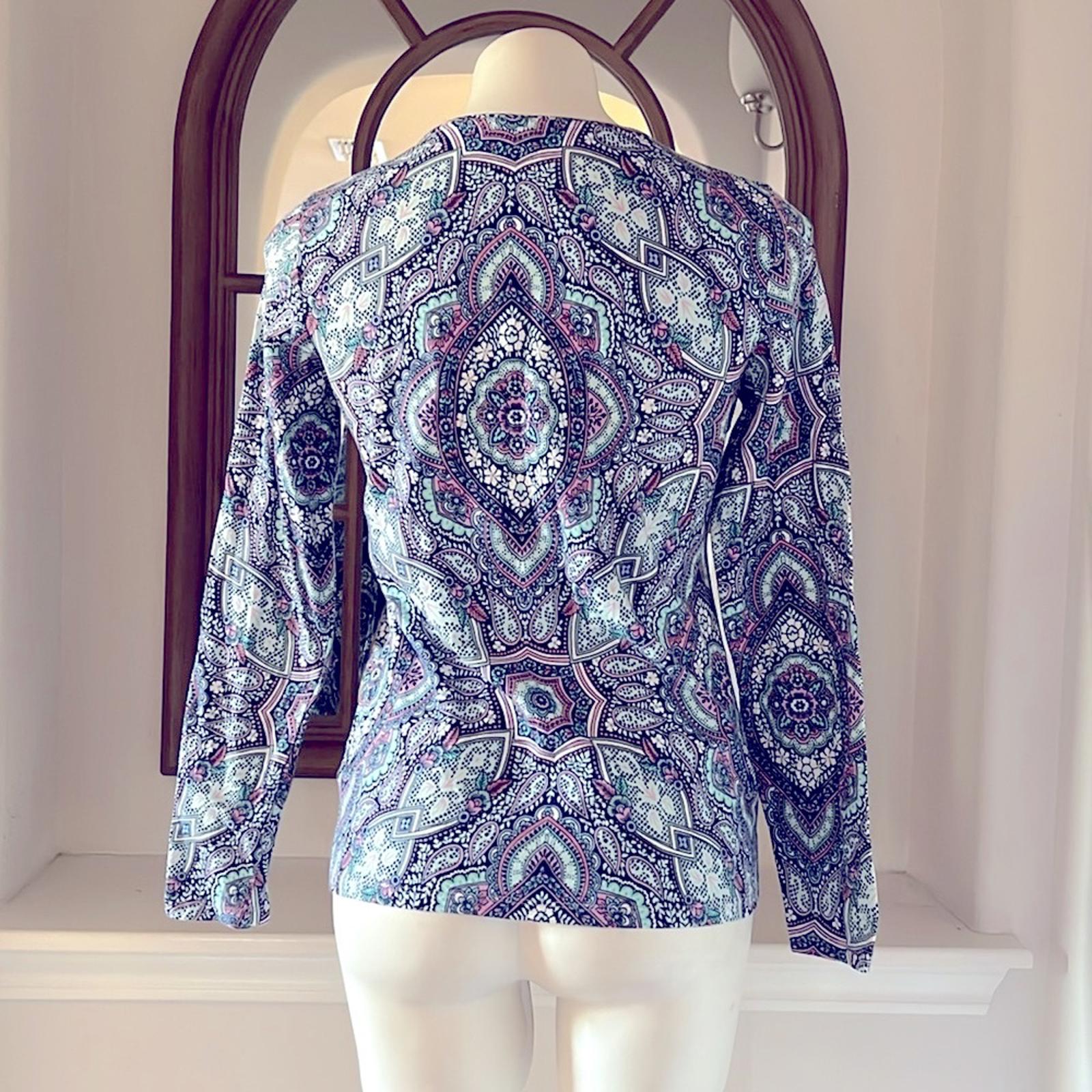Talbots Crewneck Long Sleeve Tee, Mosaic Size S EXCELLENT!