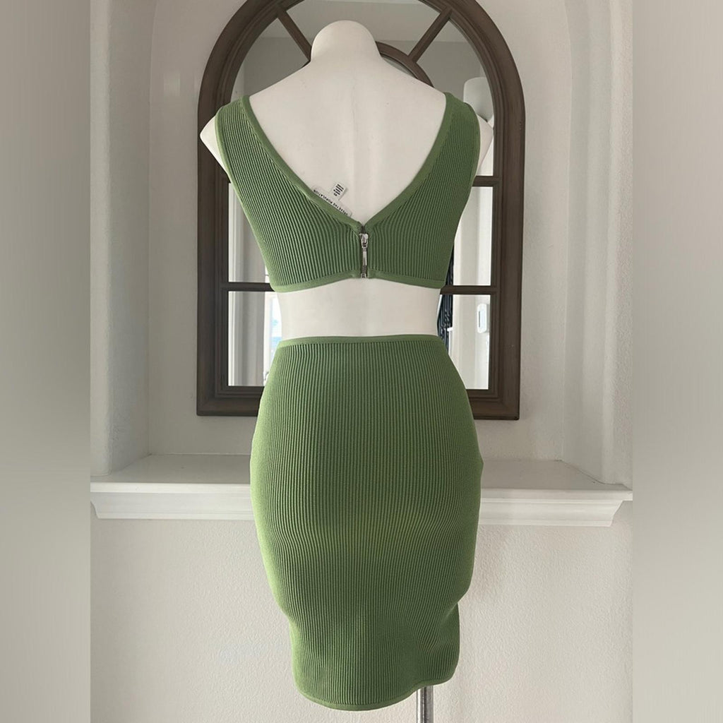 Dress the Population Cut-Out Ribbed Knit Dress, Green Size XS New w/o Tag