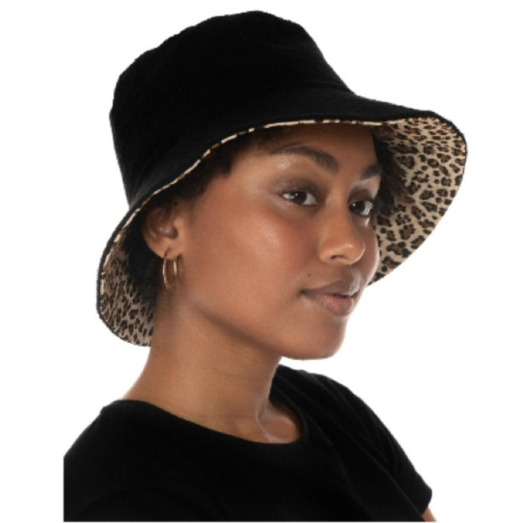 NEW Jenni Reversible Terry Cloth Hat, Leopard One Size New w/Tag