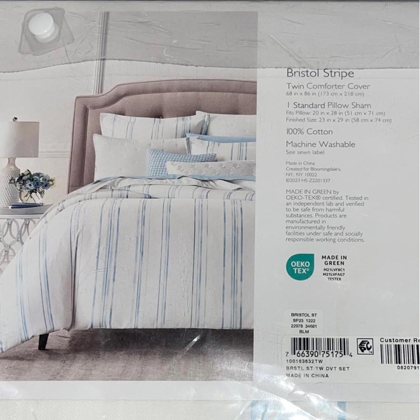 Sky Bristol Stripe Duvet Cover Set, Twin New w/Tag $230 - SOLD OUT