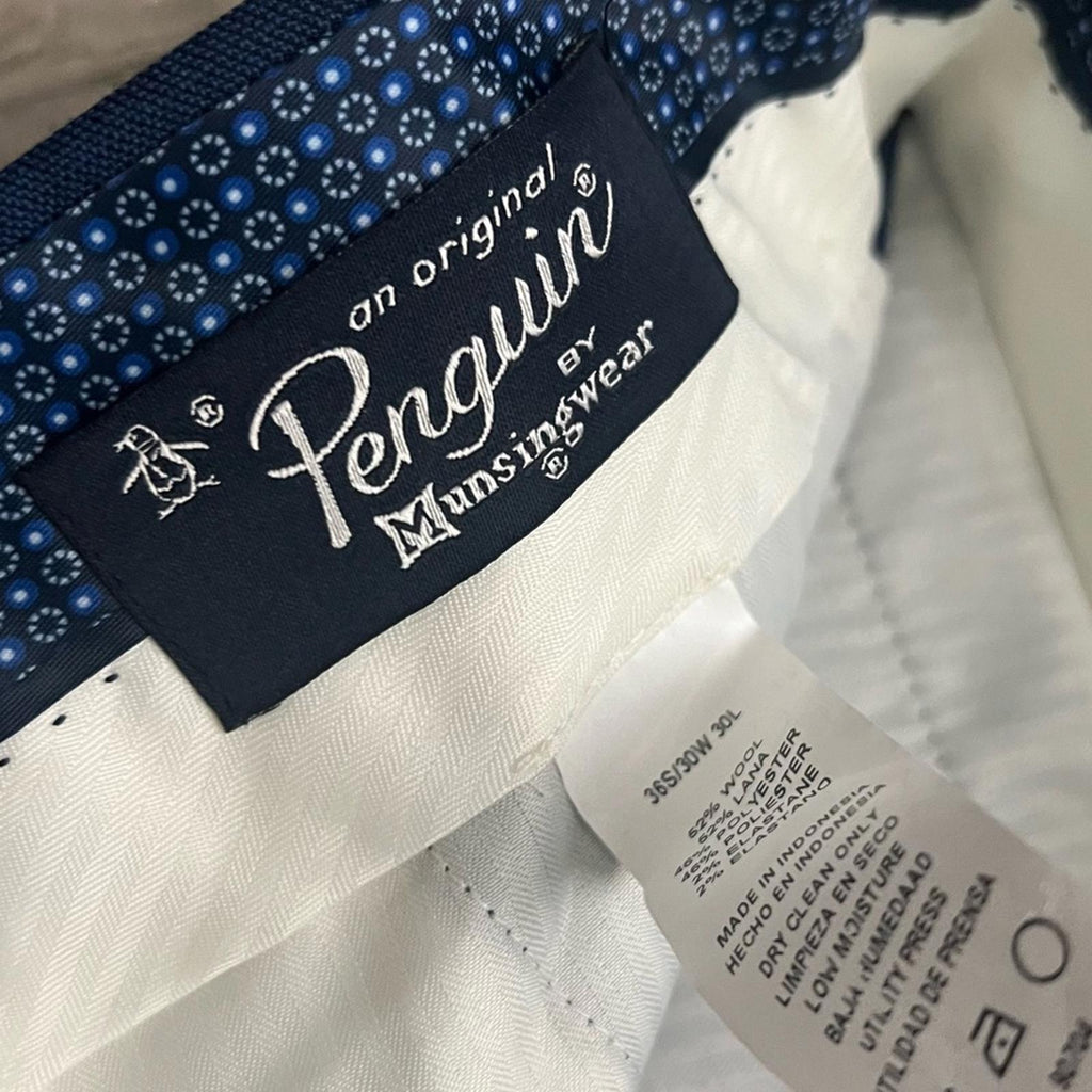 NEW Penguin Blue Birdseye Wool-Blend Dress Pants, Size 36S/30W 30L New w/Tag