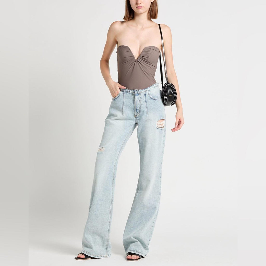 The MANNEI Nula High Rise Flare Jeans in Denim, Lt Blue Size 34 New w/Tag $594