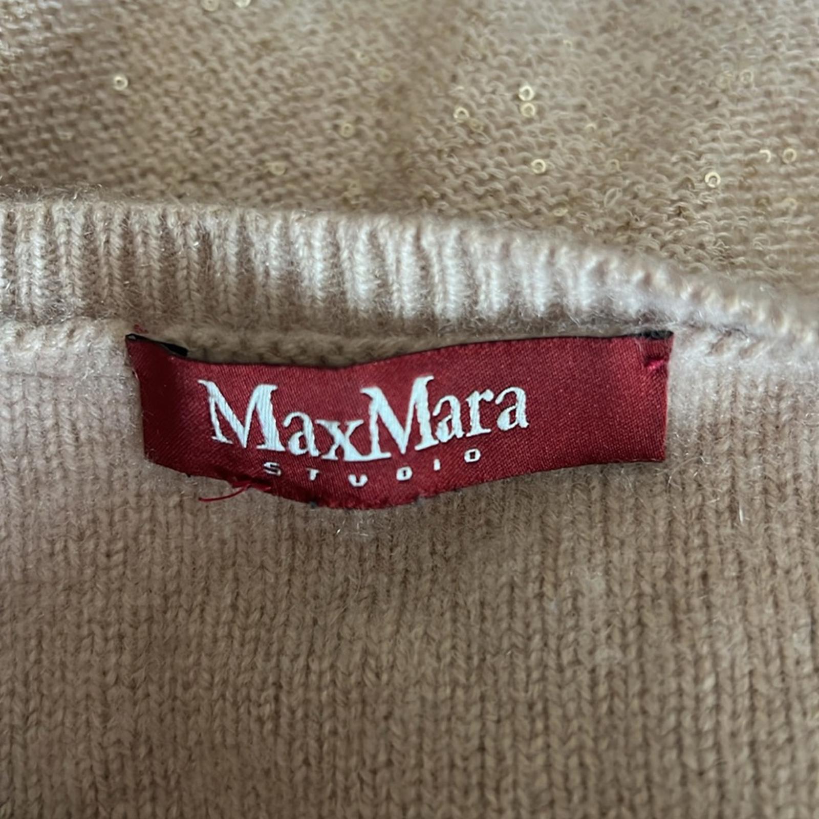 MaxMara Cashmere-Wool Crewneck Sequin Detail Sweater, Size M
