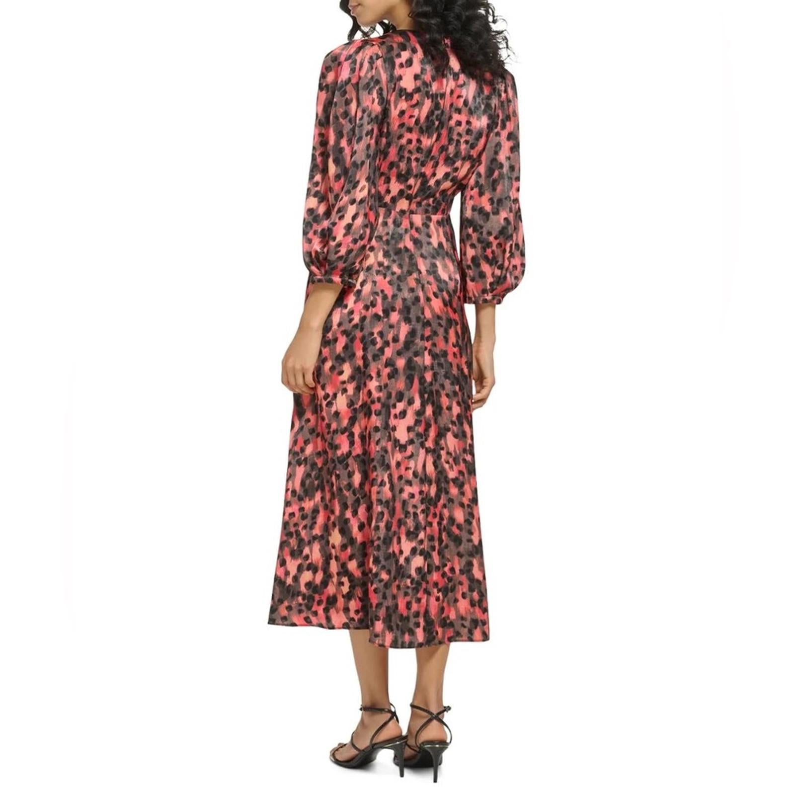 DKNY V-Neck Ruched Front Dress in Permission Multi, Size XL, New w/Tag