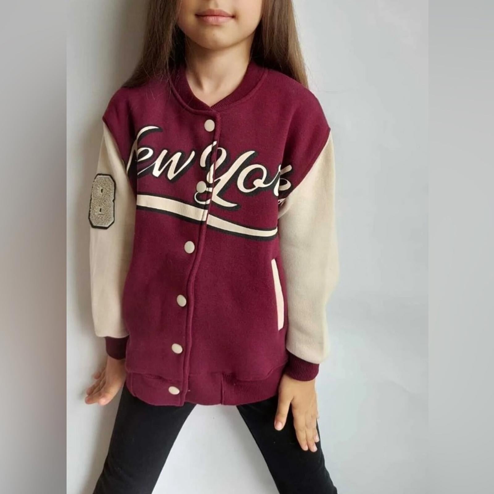 ZARA Kids New York Burgundy College Jacket, Unisex Size 6-7 NWT