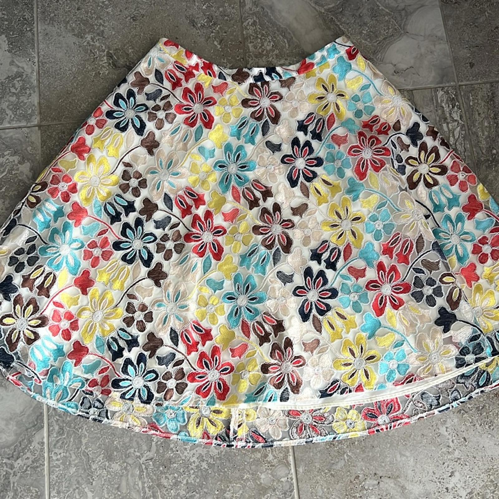 Anthropologie’s Eva Franco Floral Print Lace-Over Midi Skirt, Plus Size 16W $150