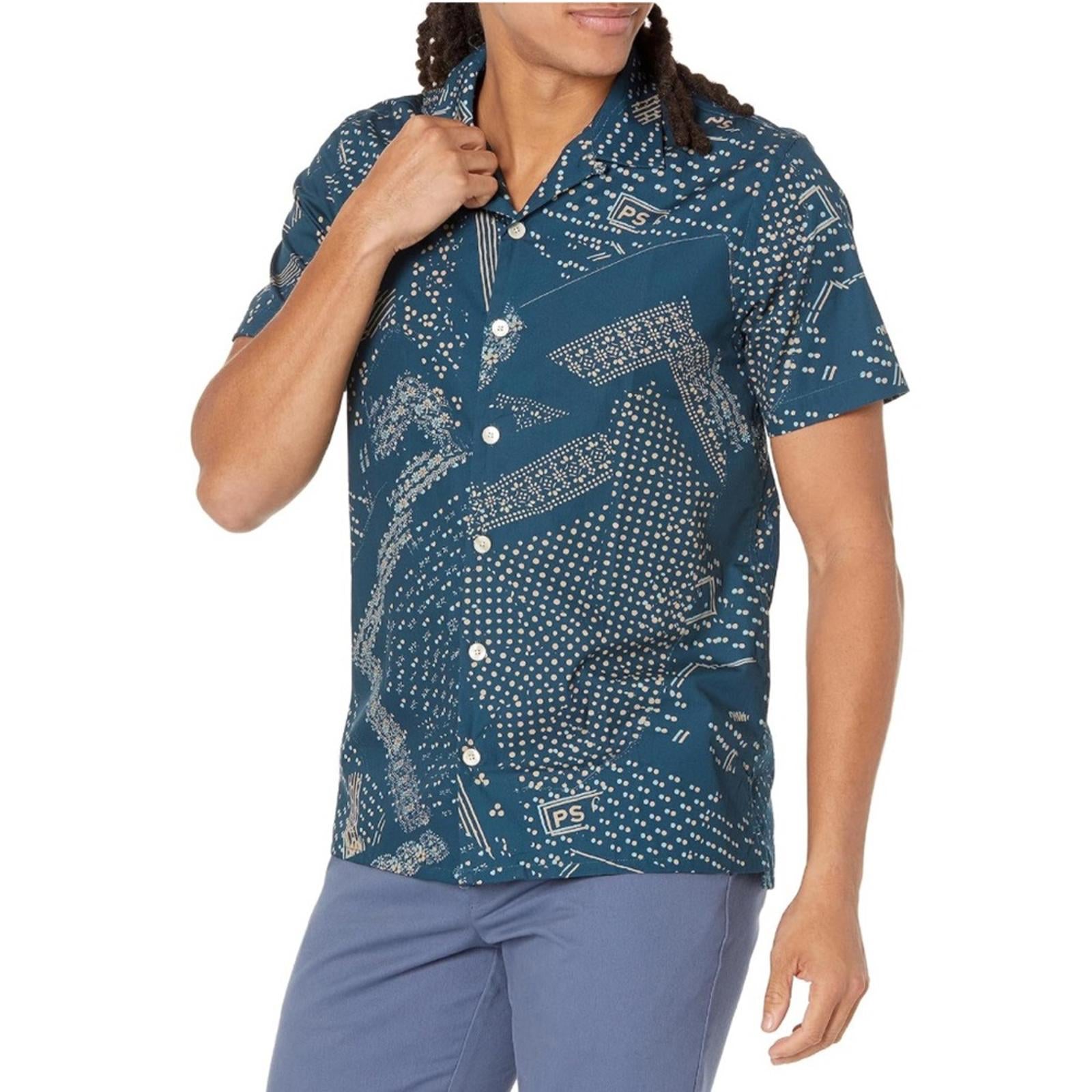 PS Paul Smith Doodle Pattern Short Sleeve Shirt in Dark Blue Size S New w/Tag