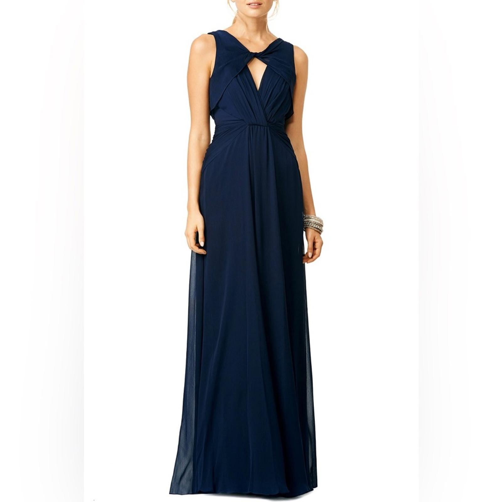 Badgley Mischka Navy Petunia Gown, Maxi Size 2 EXCELLENT Condition! Retail $795