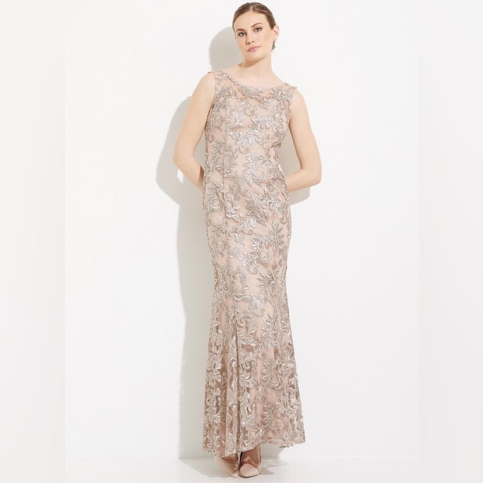 NWT Alex Evening Embroidered Gown w/Sweetheart Illusion Neckline Gown Retail$259