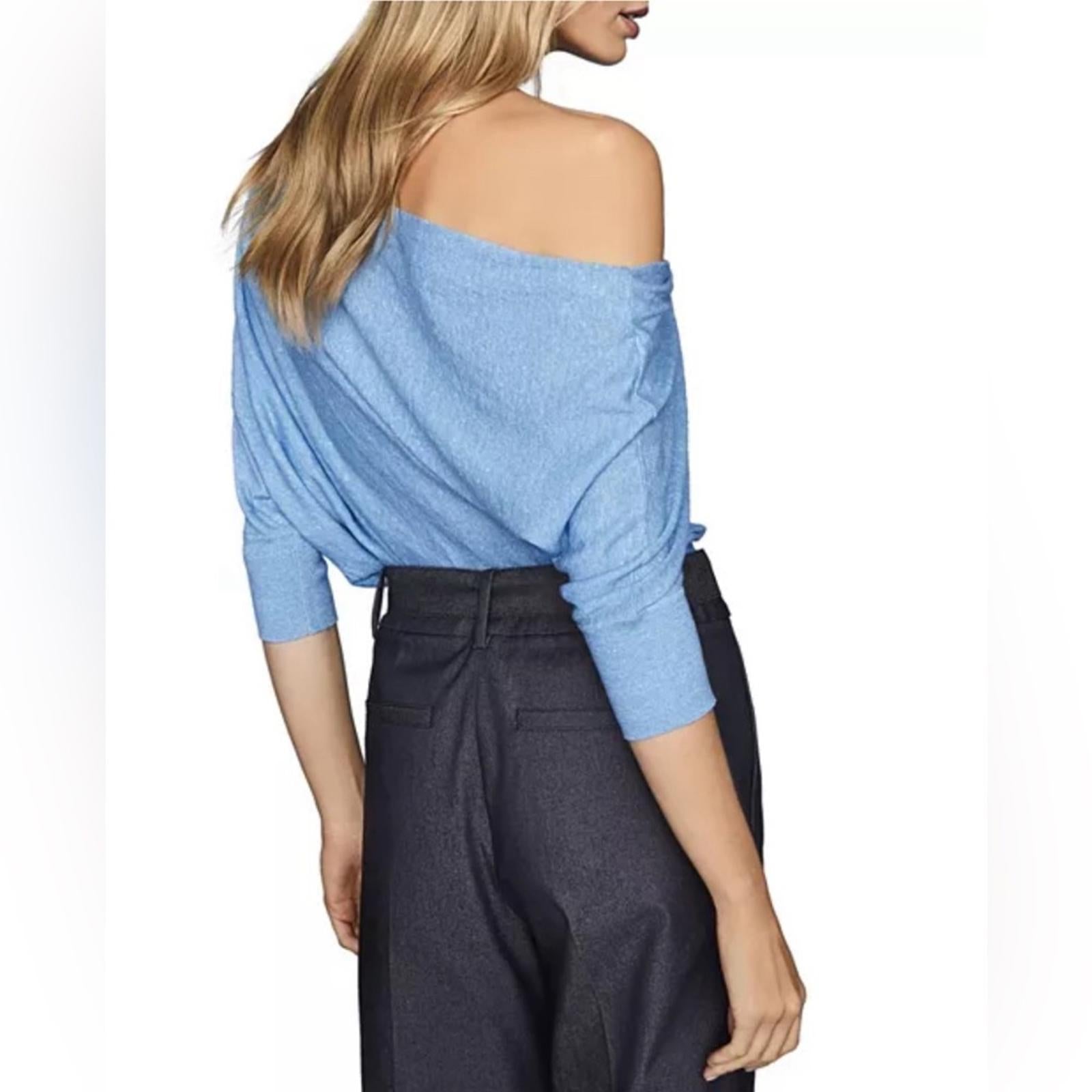 REISS Flo Draped One-Shoulder Top in Aqua Blue, Size S New w/Tag Retail $220