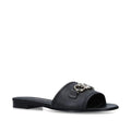 Salvatore Ferragamo Rhodes Slide Sandals in Black/Silver-Tone, NWT, Size 10.5