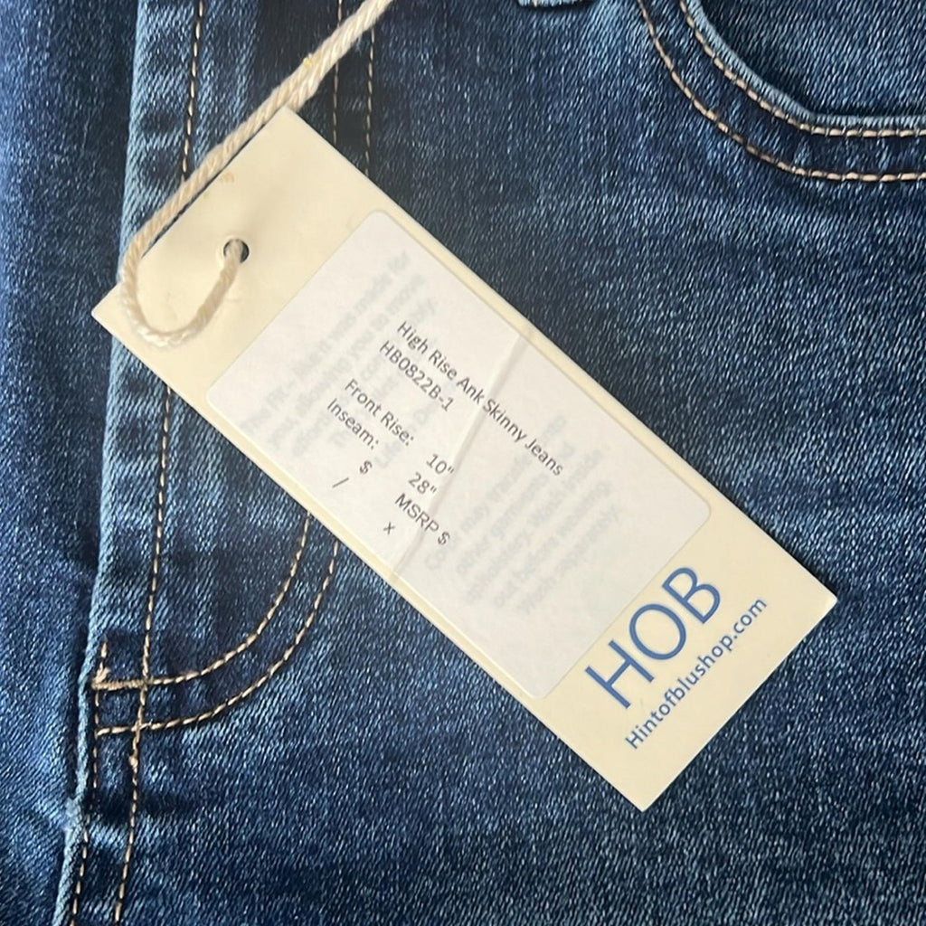 HOB Hint of Blu High Rise Ankle Skinny Jeans, Size 26 New with Tag