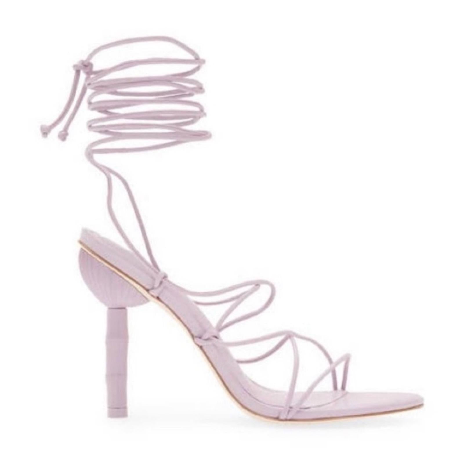 Cult Gaia Soleil Lace Up Strappy Heel Sandals in Lavender, EXCELLENT, Size 42