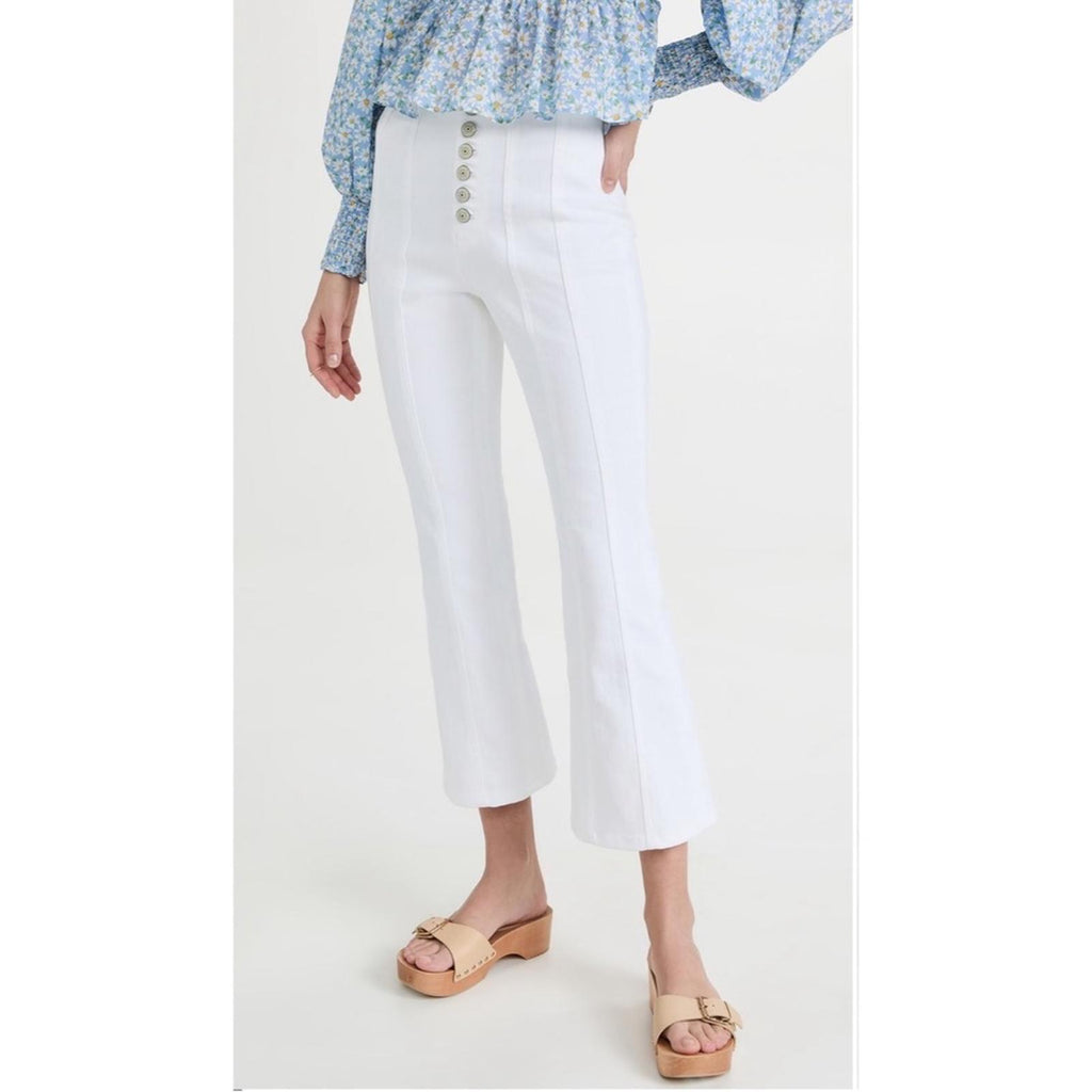 NEW Cinq à Sept Meryl Cropped Flare Leg Jeans in White, Size 12 New w/Tag