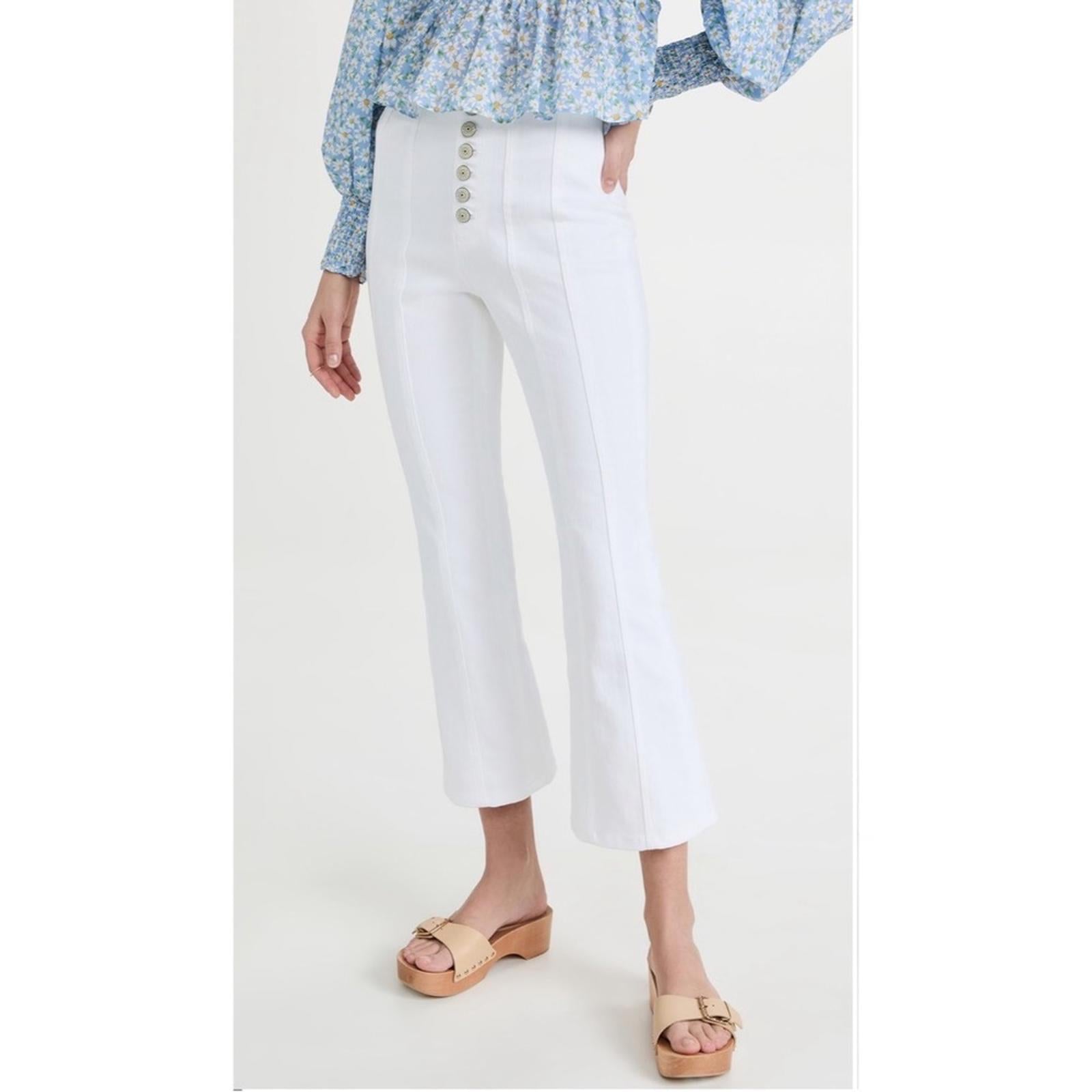 NEW Cinq à Sept Meryl Cropped Flare Leg Jeans in White, Size 12 New w/Tag