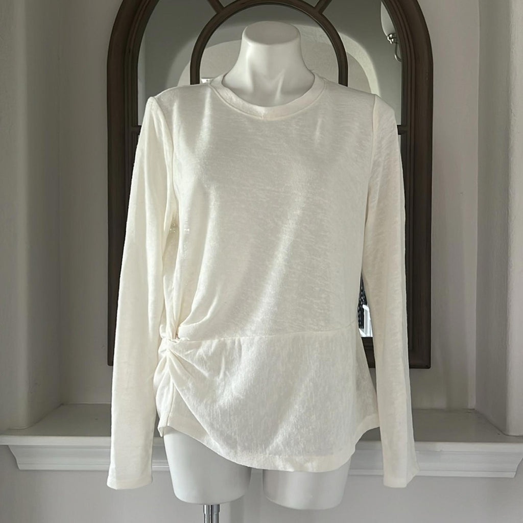 Sanctuary Knot Your Business Long Sleeve Top in Milk/White Size XL New w/Tag