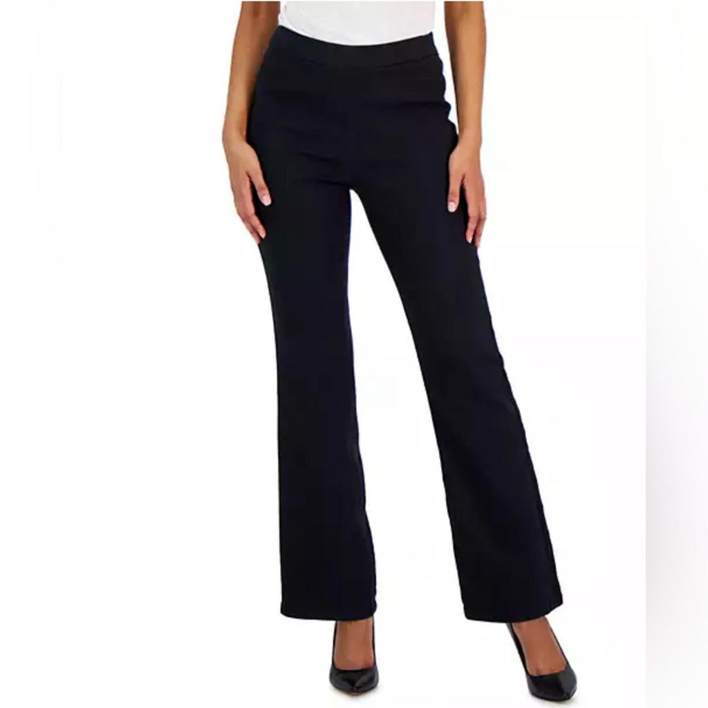 NEW Anne Klein High Rise Pull On Flared Pants, Onyx Wash, US 12 New w/Tag $89
