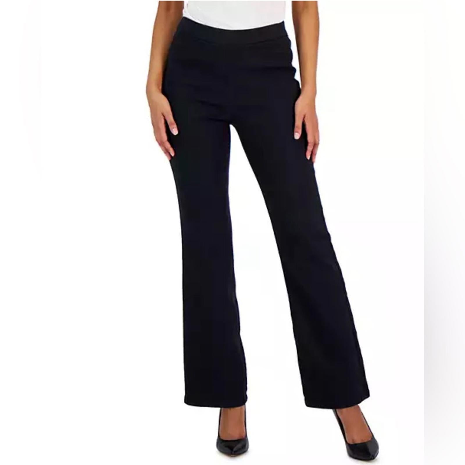 NEW Anne Klein High Rise Pull On Flared Pants, Onyx Wash, US 12 New w/Tag $89